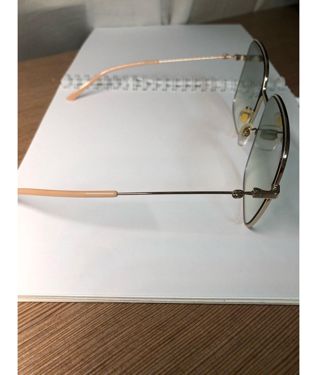 GUCCI Бирюзовые пластиковые солнцезащитные очки, фото 8