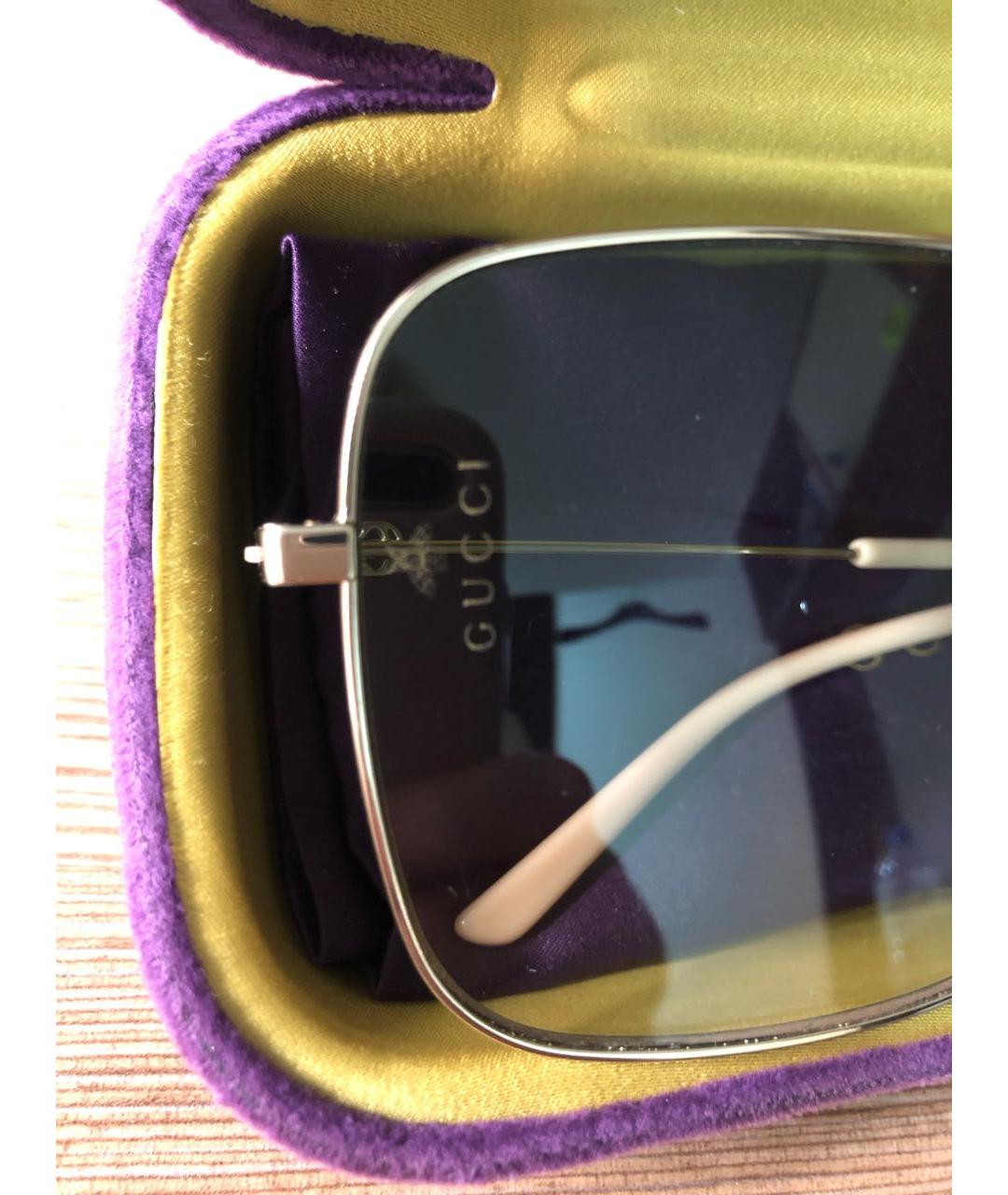 GUCCI Бирюзовые пластиковые солнцезащитные очки, фото 6