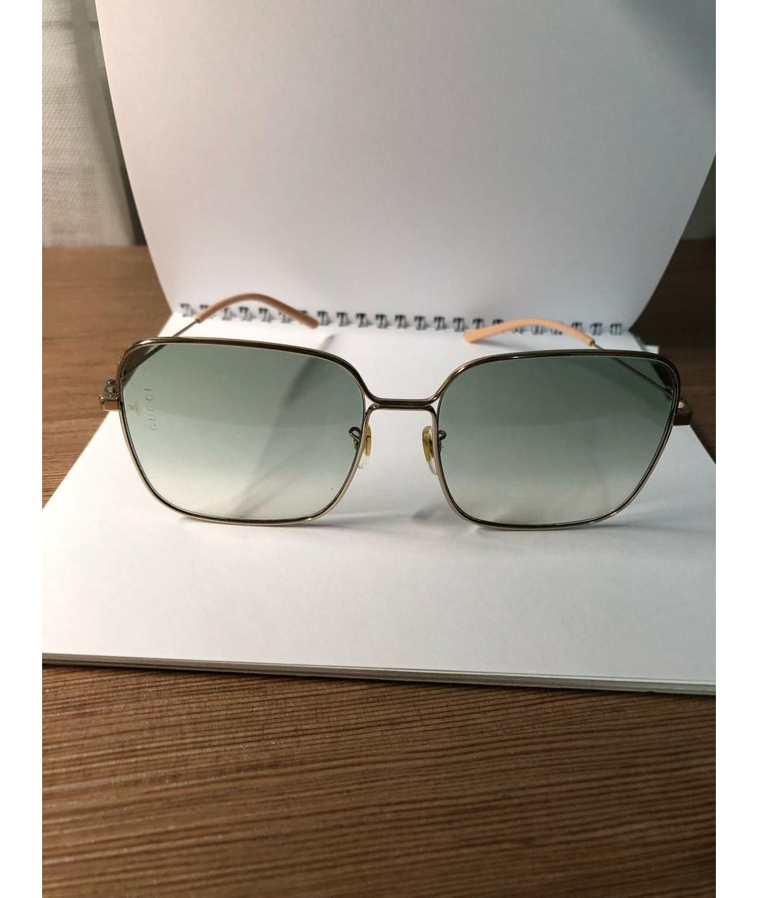 GUCCI Бирюзовые пластиковые солнцезащитные очки, фото 9