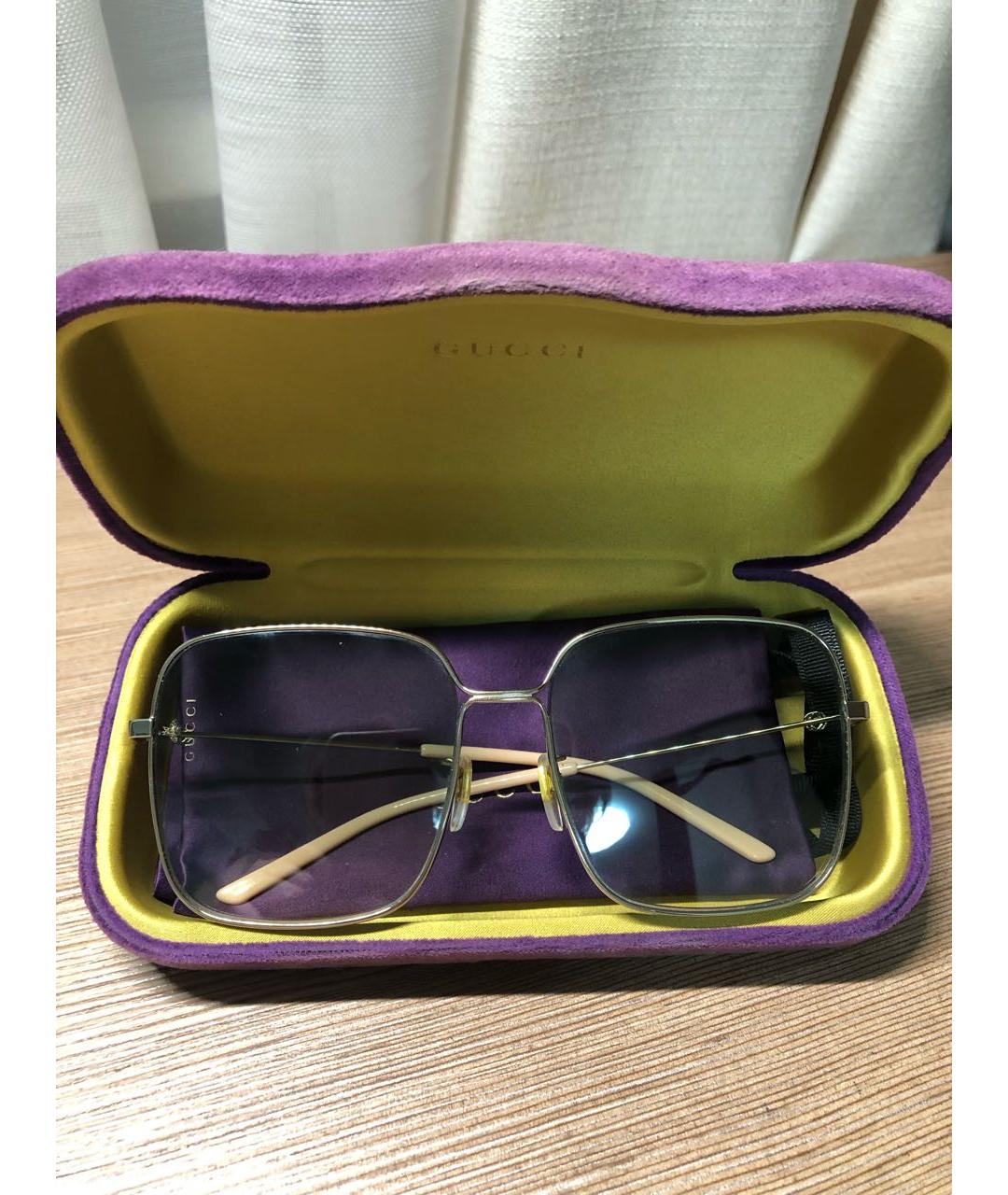 GUCCI Бирюзовые пластиковые солнцезащитные очки, фото 7