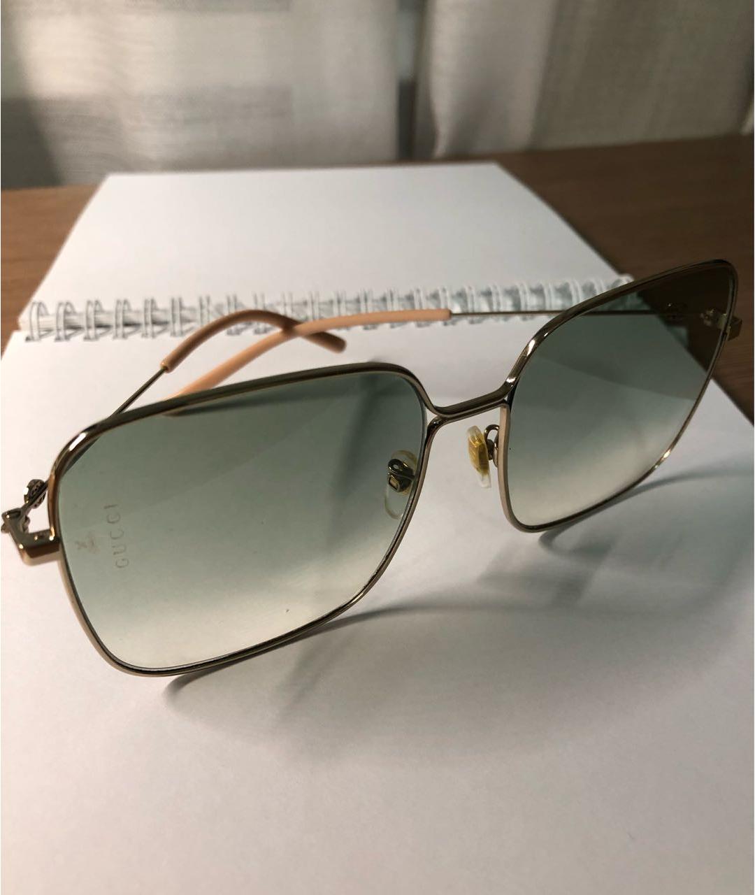 GUCCI Бирюзовые пластиковые солнцезащитные очки, фото 2