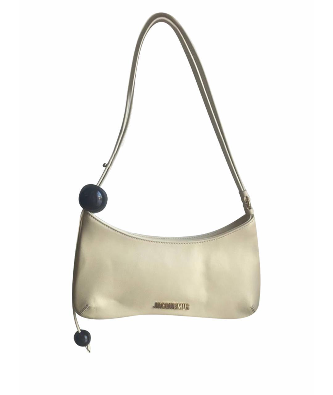 JACQUEMUS Бежевая кожаная сумка с короткими ручками, фото 1