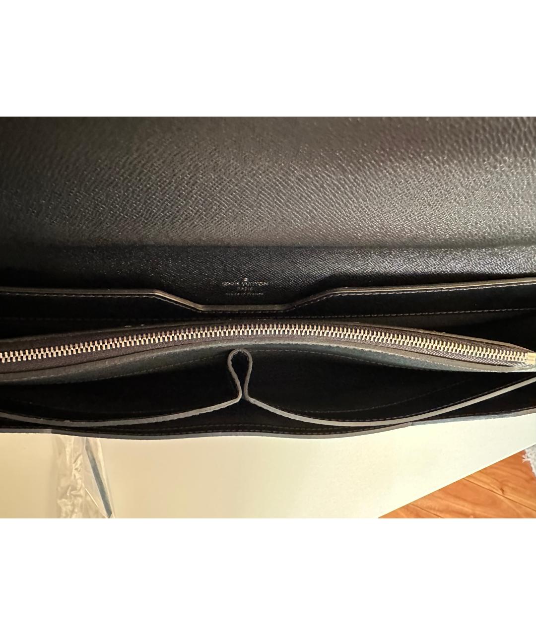 LOUIS VUITTON Черный кожаный портфель, фото 3