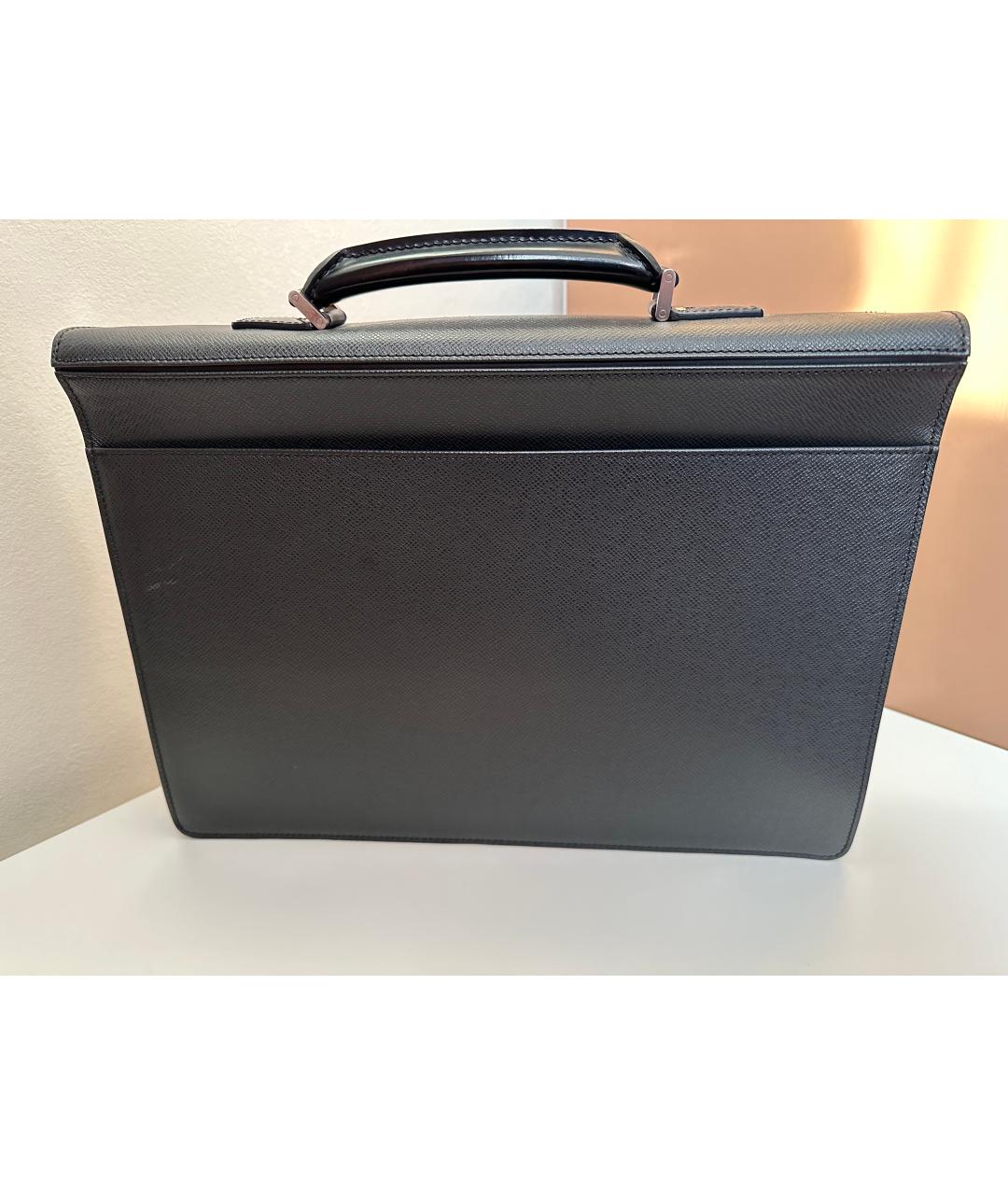 LOUIS VUITTON Черный кожаный портфель, фото 2