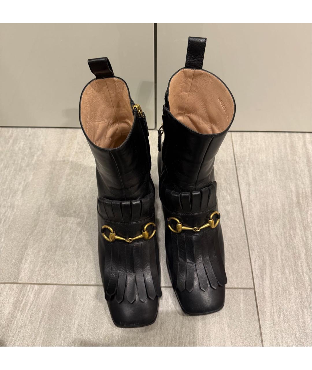 GUCCI Черные кожаные ботильоны, фото 3