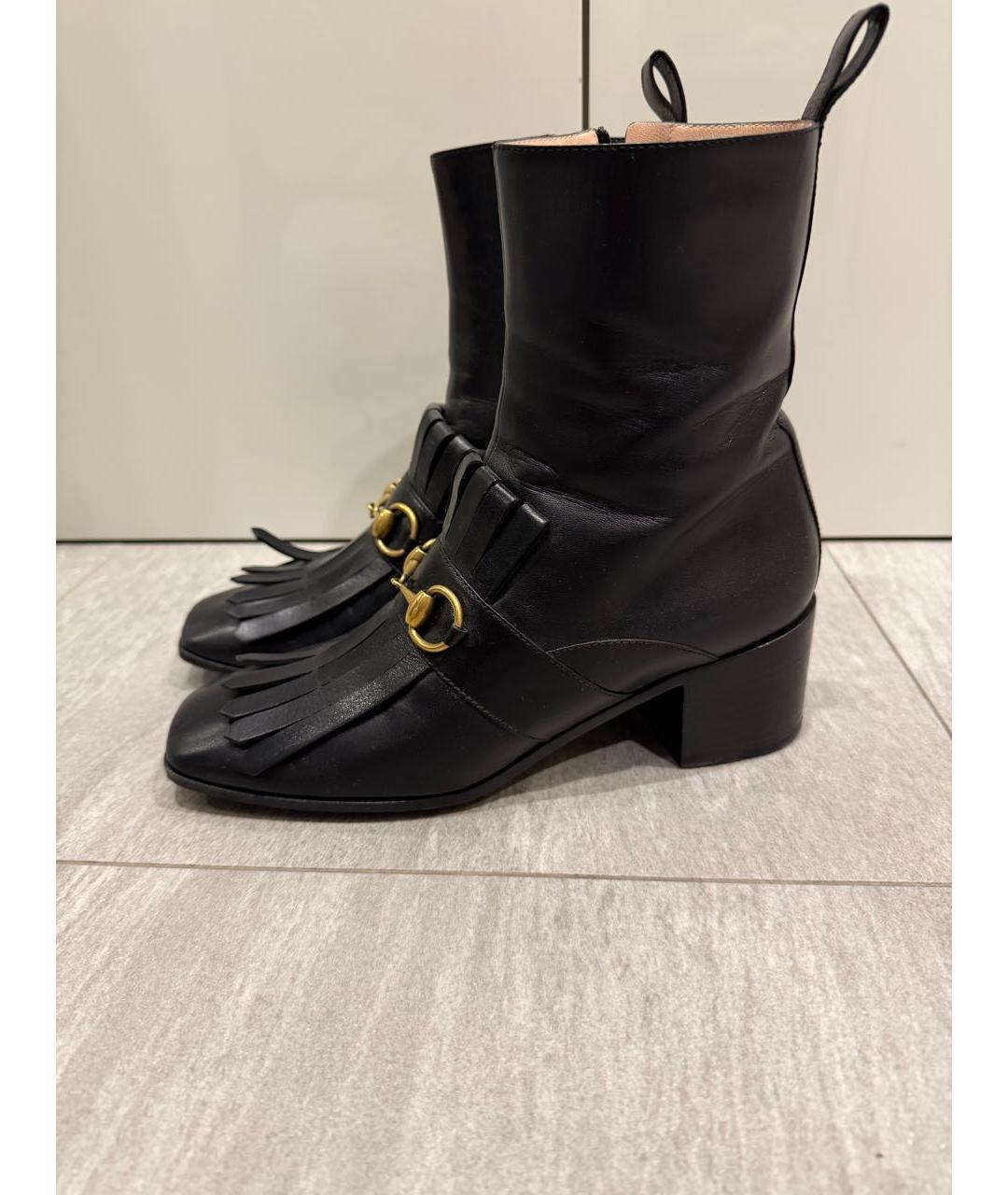 GUCCI Черные кожаные ботильоны, фото 5