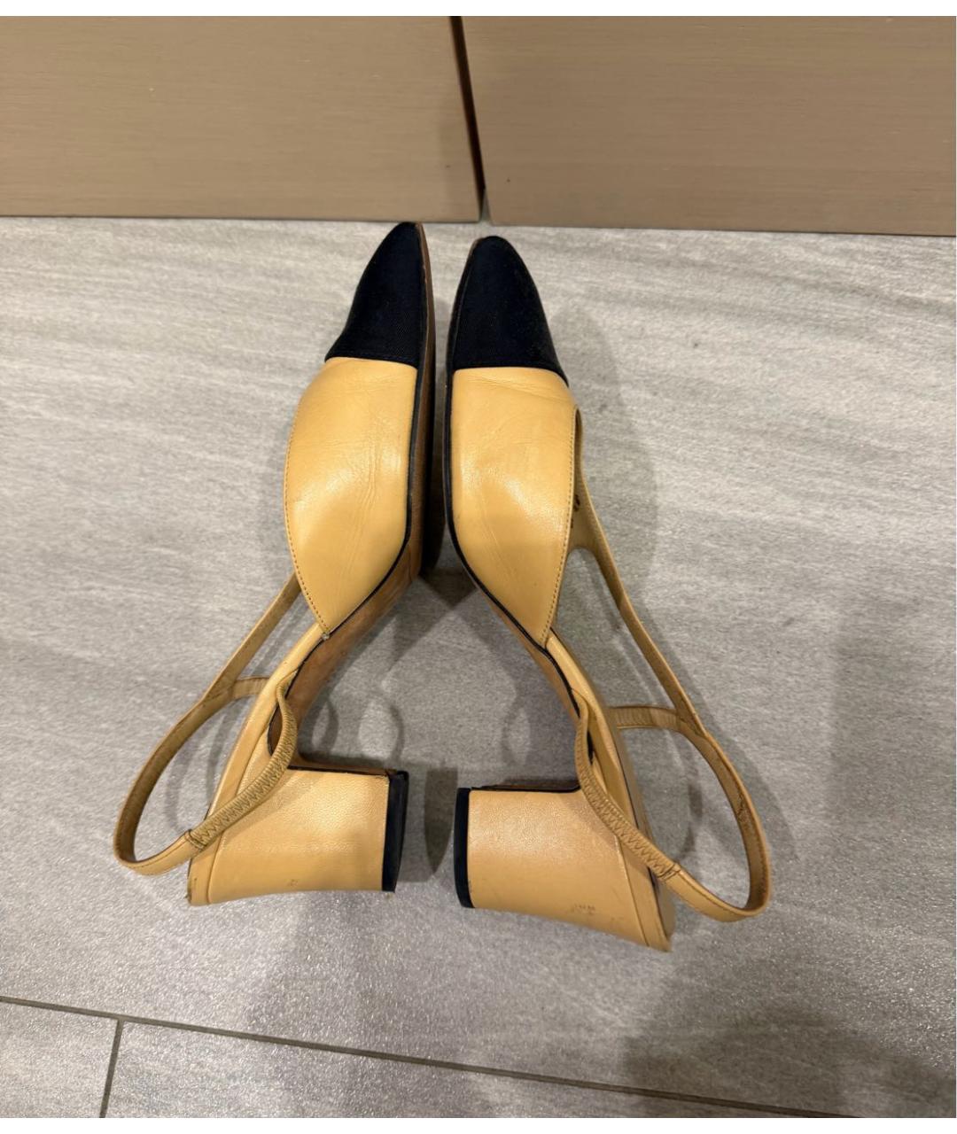 CHANEL Бежевые кожаные босоножки, фото 5