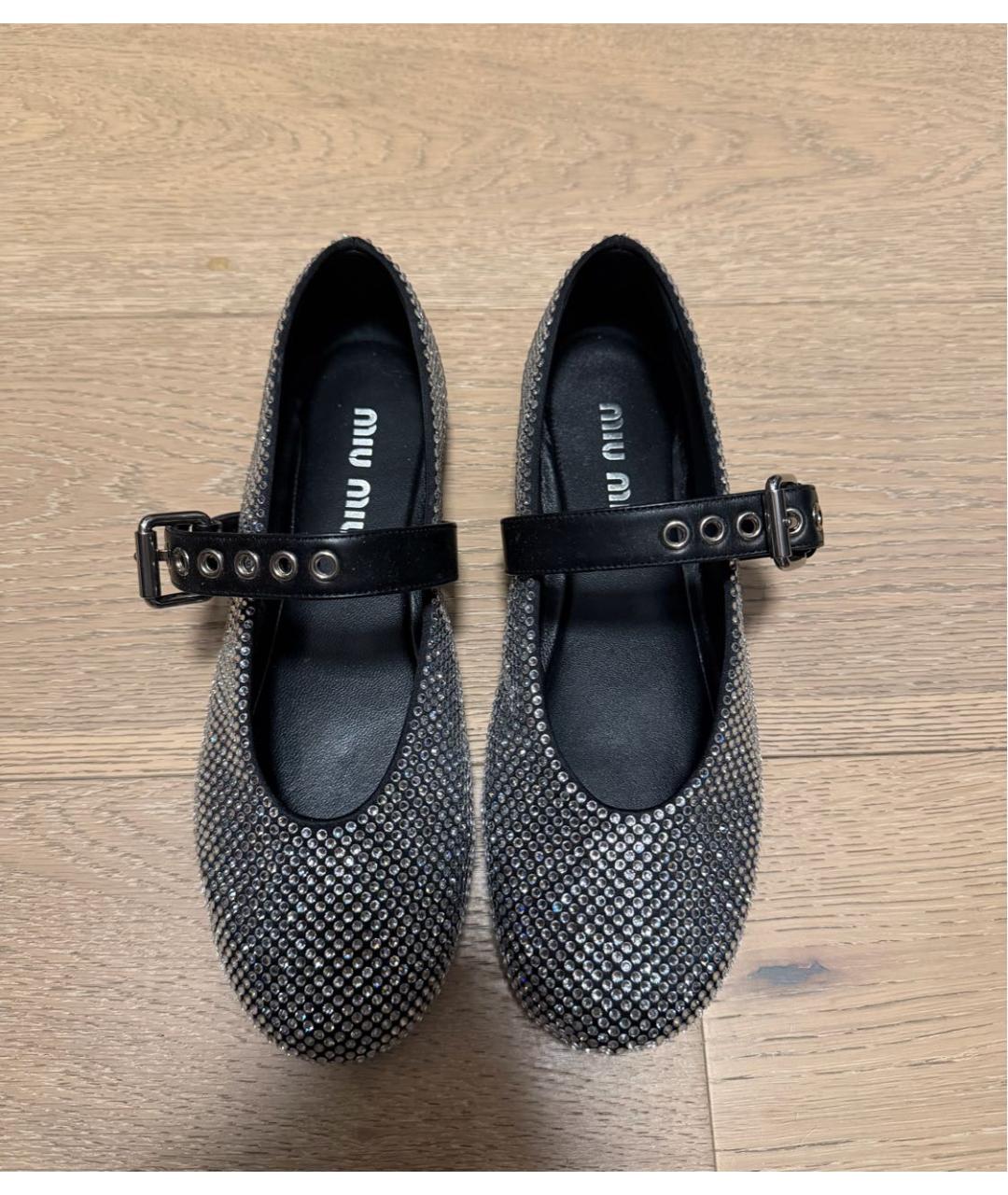 MIU MIU Серебряные кожаные балетки, фото 2