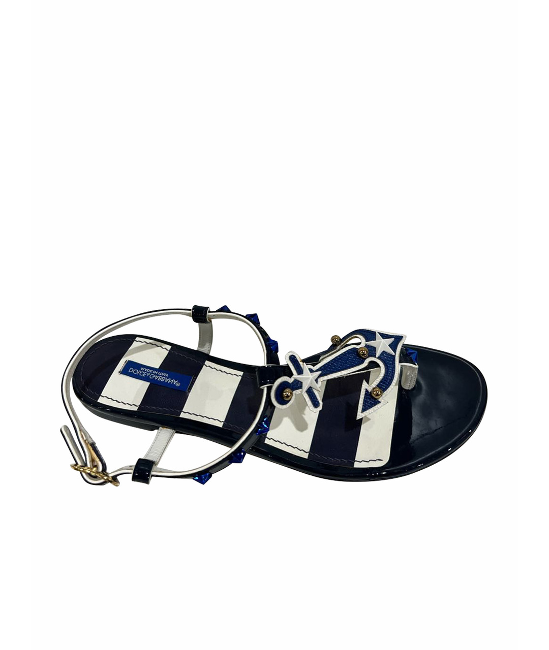 DOLCE&GABBANA Синие кожаные сандалии, фото 1