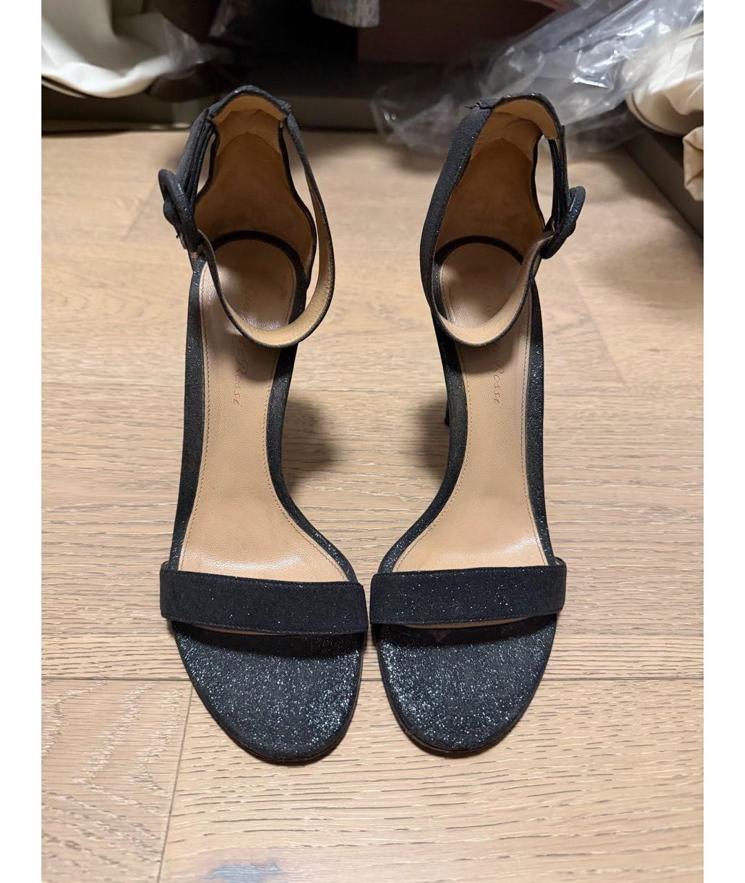 GIANVITO ROSSI Черные кожаные босоножки, фото 2