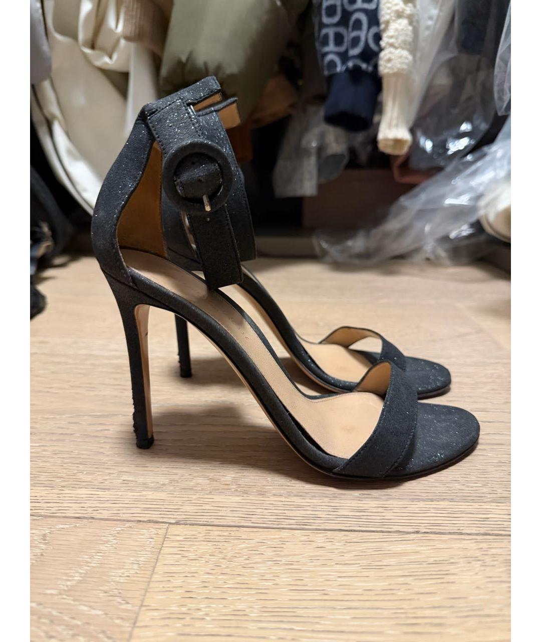 GIANVITO ROSSI Черные кожаные босоножки, фото 6