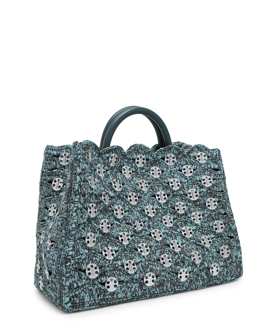 PACO RABANNE Бирюзовая пелетеная сумка с короткими ручками, фото 6