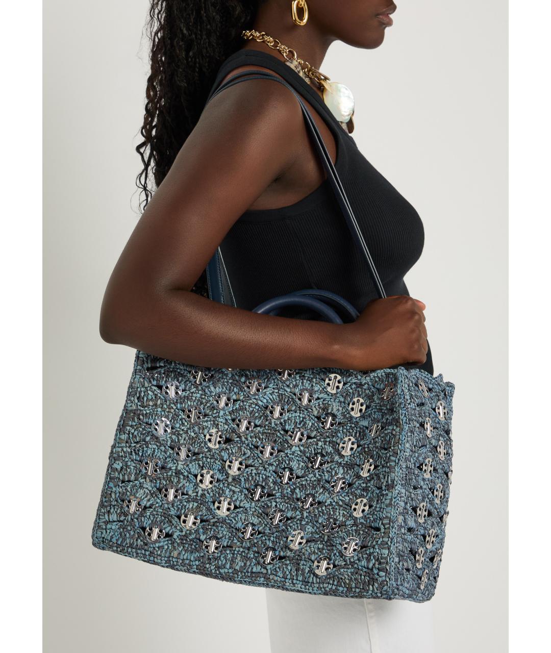 PACO RABANNE Бирюзовая пелетеная сумка с короткими ручками, фото 2