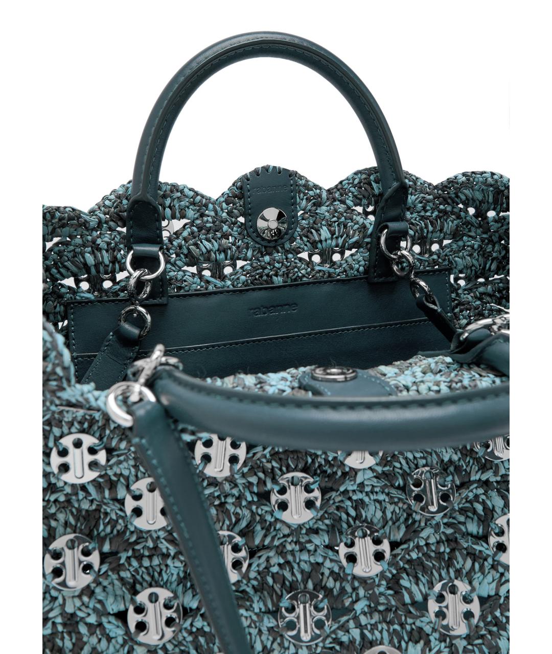 PACO RABANNE Бирюзовая пелетеная сумка с короткими ручками, фото 4