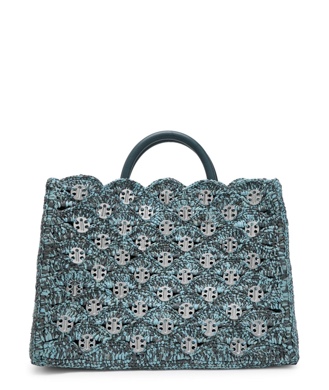 PACO RABANNE Бирюзовая пелетеная сумка с короткими ручками, фото 7