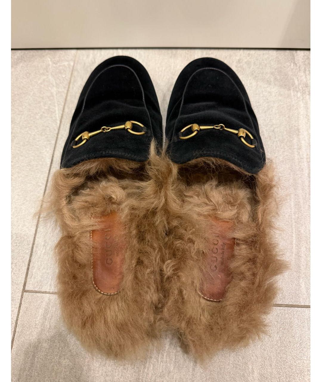 GUCCI Черные бархатные лоферы, фото 3