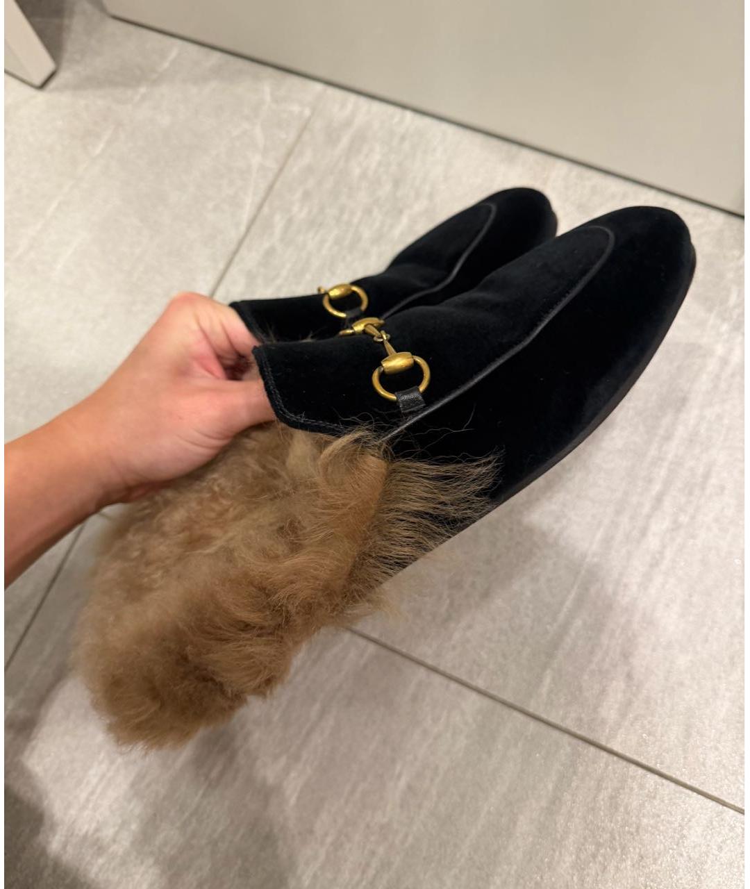 GUCCI Черные бархатные лоферы, фото 5