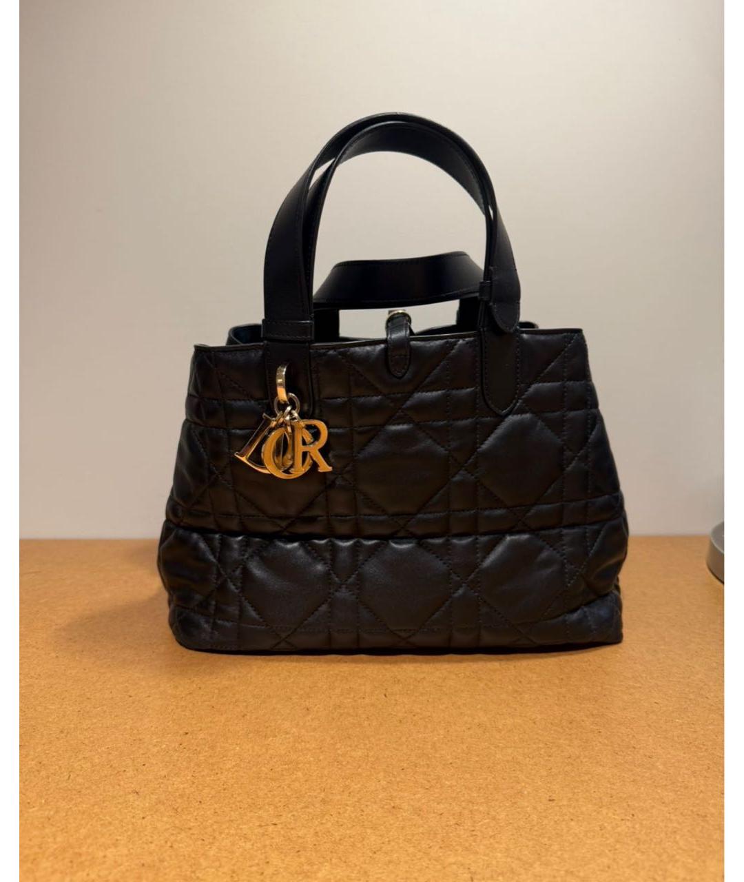 CHRISTIAN DIOR Черная кожаная сумка с короткими ручками, фото 9