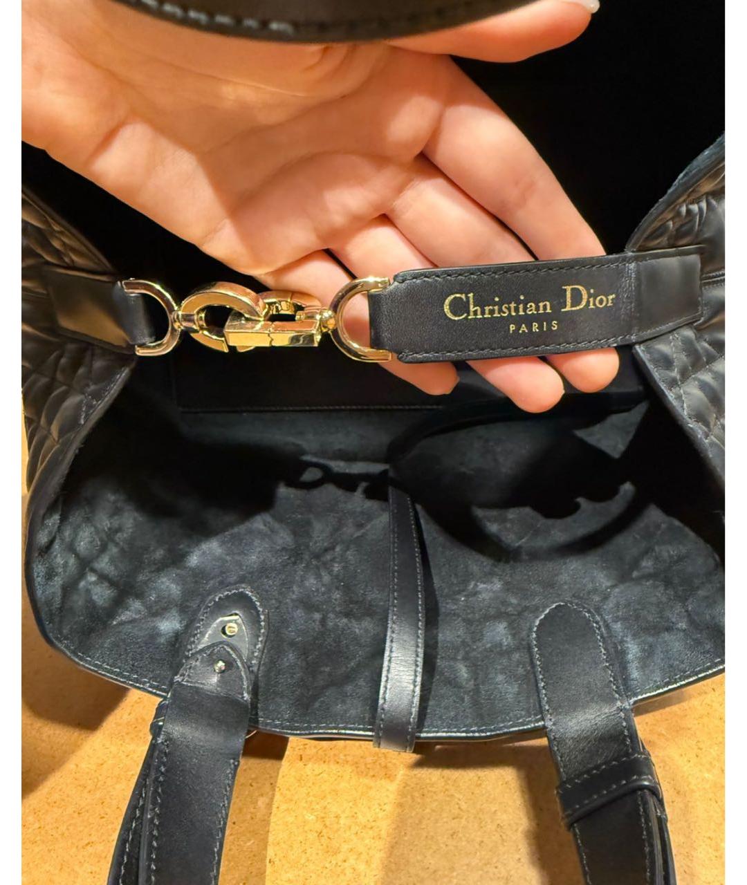 CHRISTIAN DIOR Черная кожаная сумка с короткими ручками, фото 6