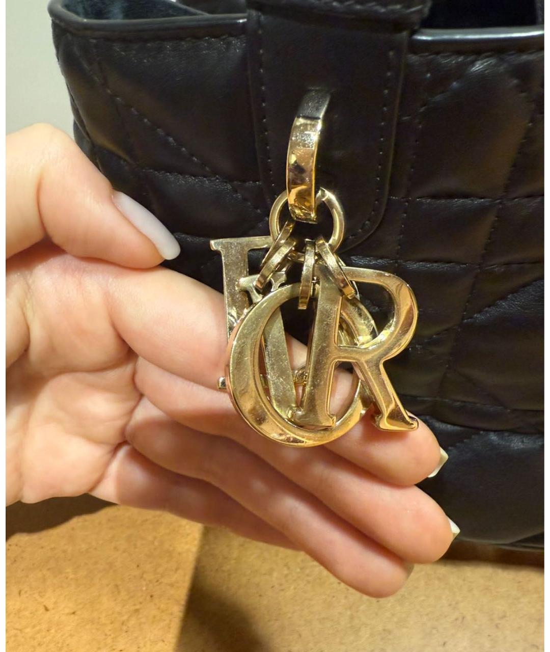 CHRISTIAN DIOR Черная кожаная сумка с короткими ручками, фото 5