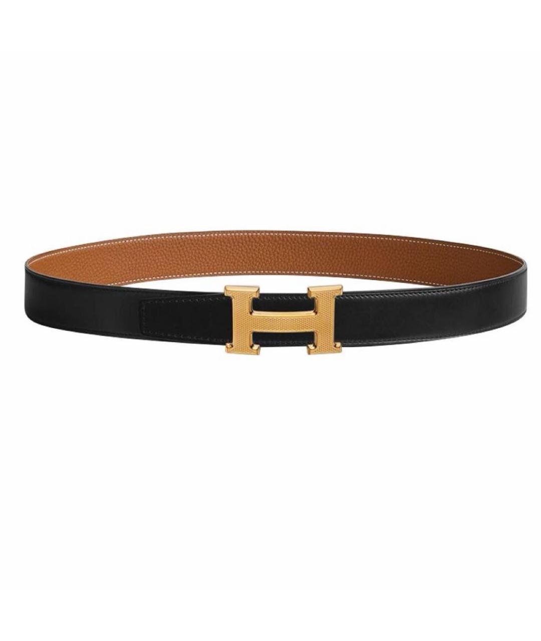 HERMES Черный кожаный ремень, фото 9