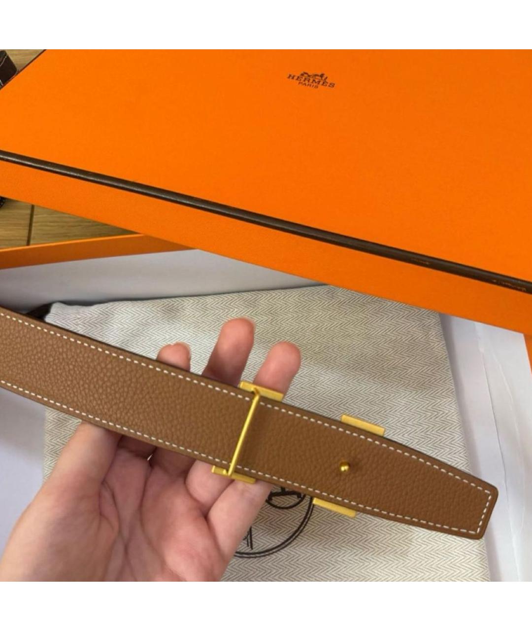 HERMES Черный кожаный ремень, фото 5