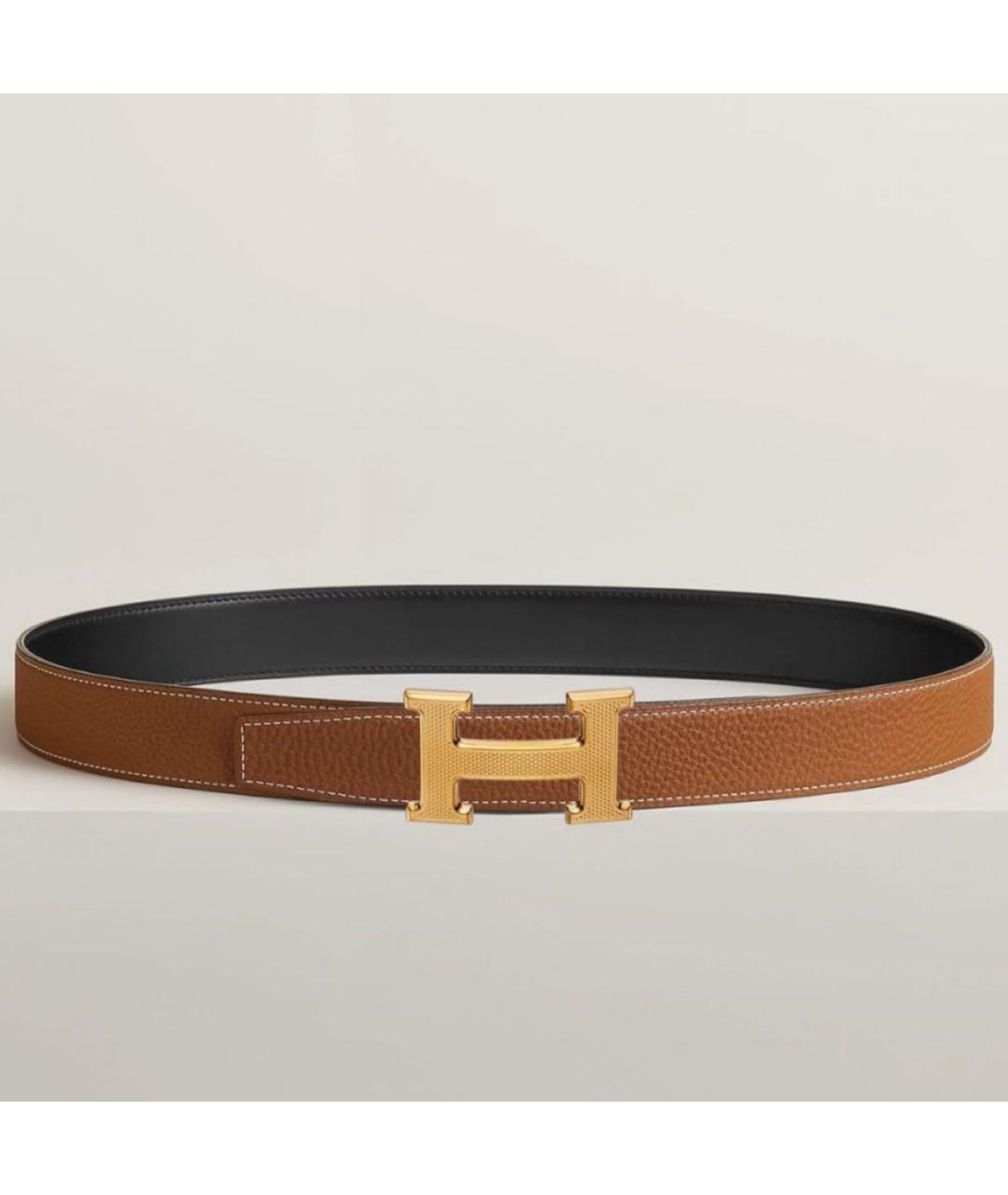 HERMES Черный кожаный ремень, фото 2