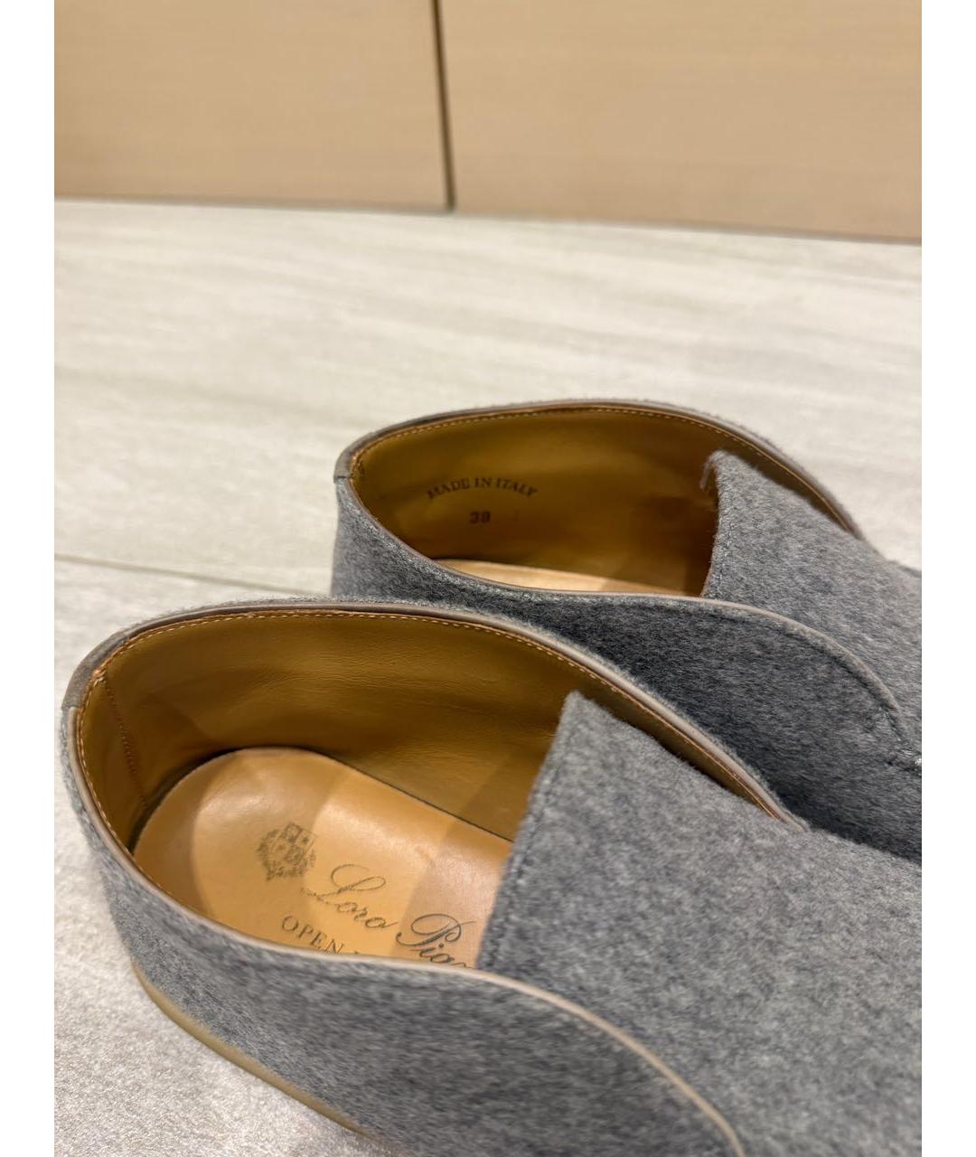LORO PIANA Серые текстильные лоферы, фото 5