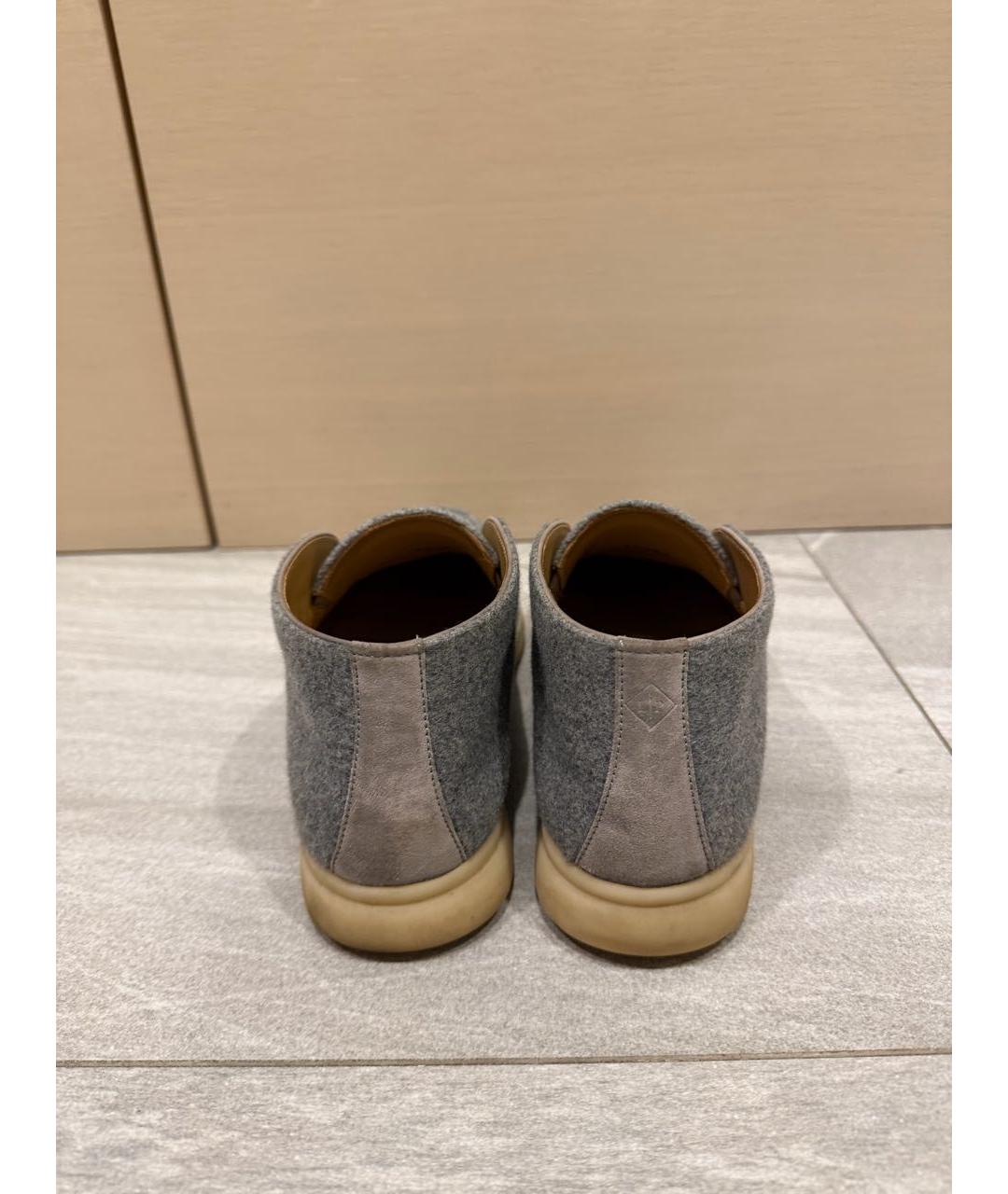 LORO PIANA Серые текстильные лоферы, фото 3