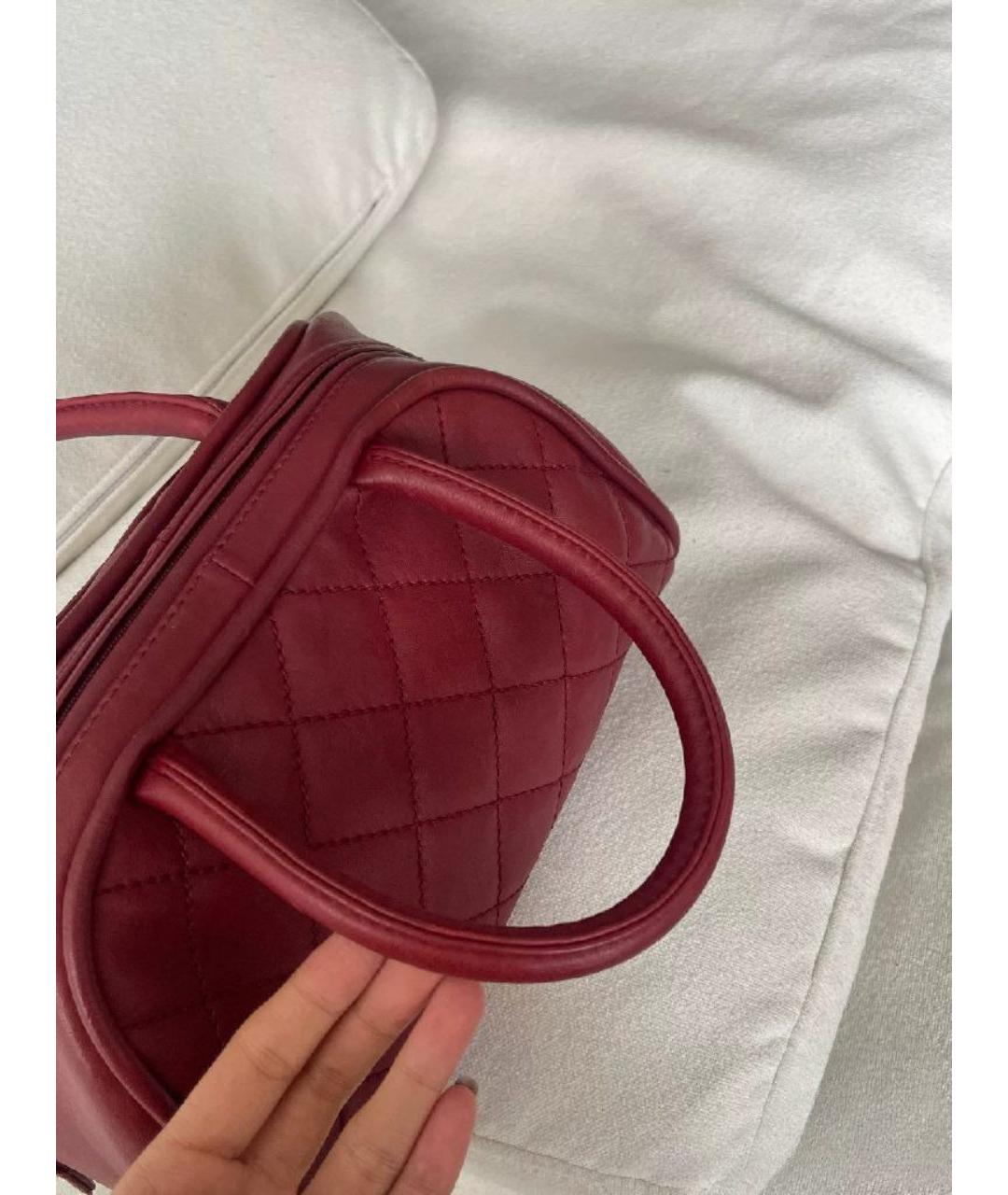 CHANEL Красная кожаная сумка с короткими ручками, фото 5