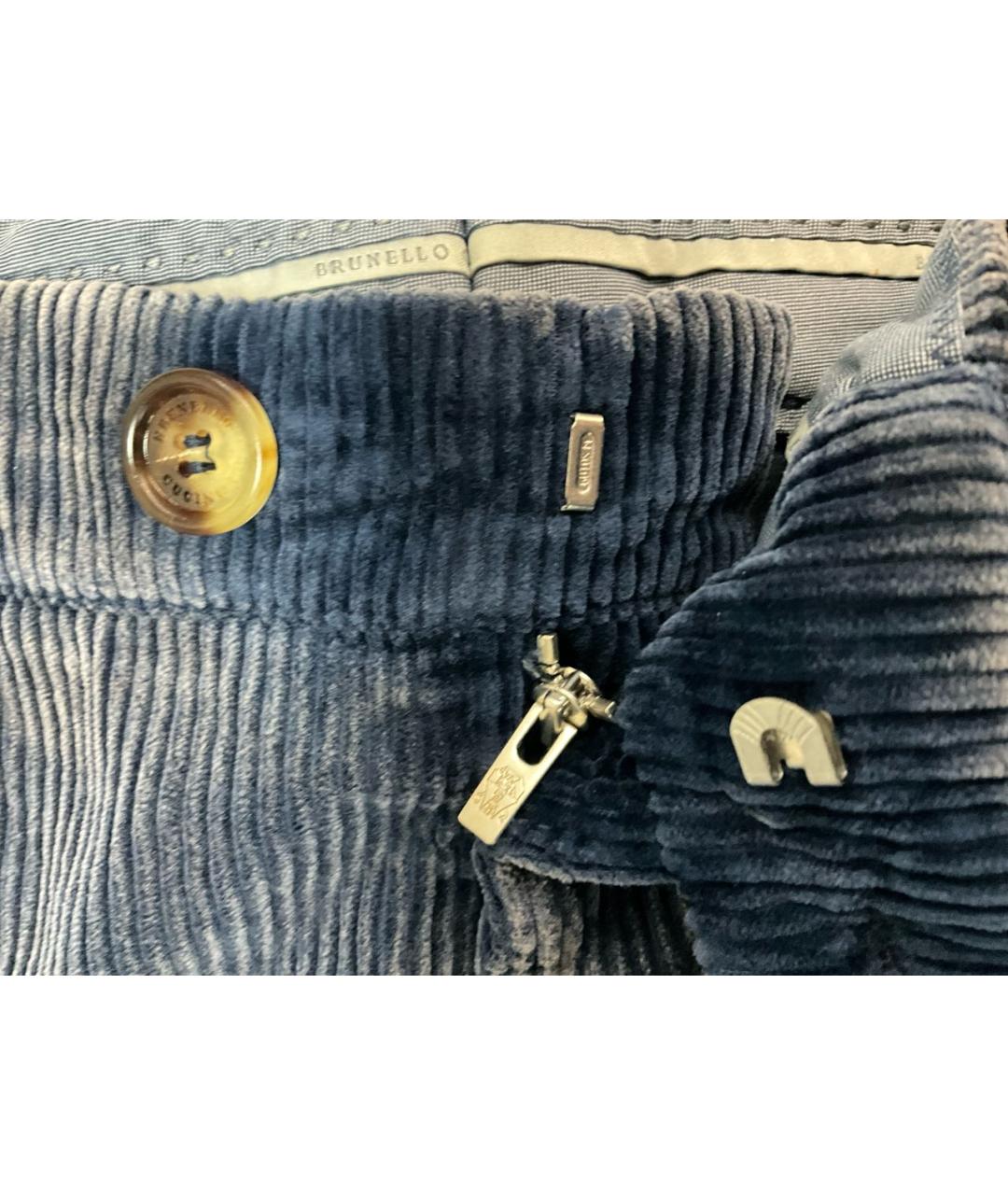 BRUNELLO CUCINELLI Синие хлопковые повседневные брюки, фото 2