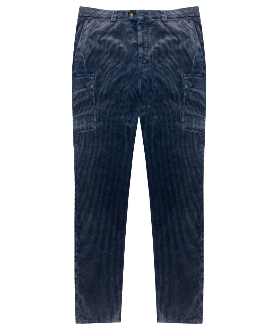 BRUNELLO CUCINELLI Синие хлопковые повседневные брюки, фото 1