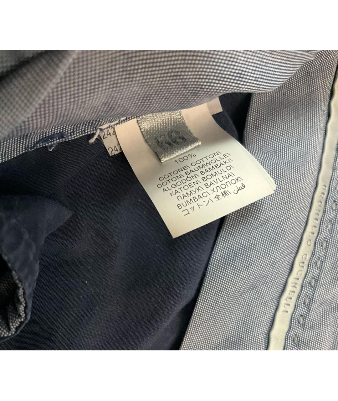 BRUNELLO CUCINELLI Синие хлопковые повседневные брюки, фото 5