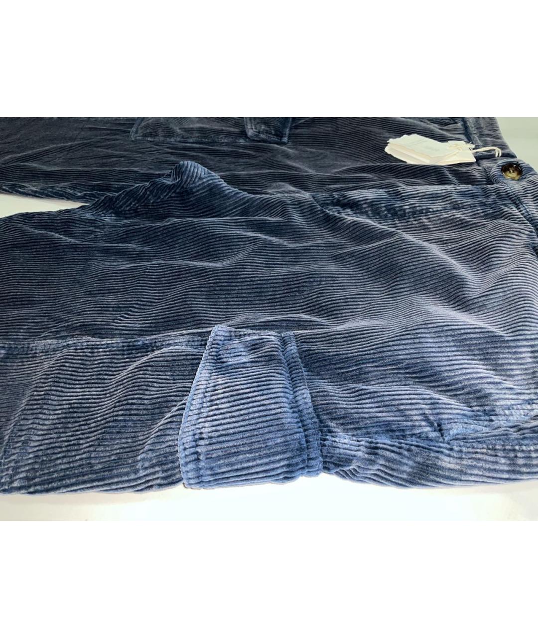 BRUNELLO CUCINELLI Синие хлопковые повседневные брюки, фото 3