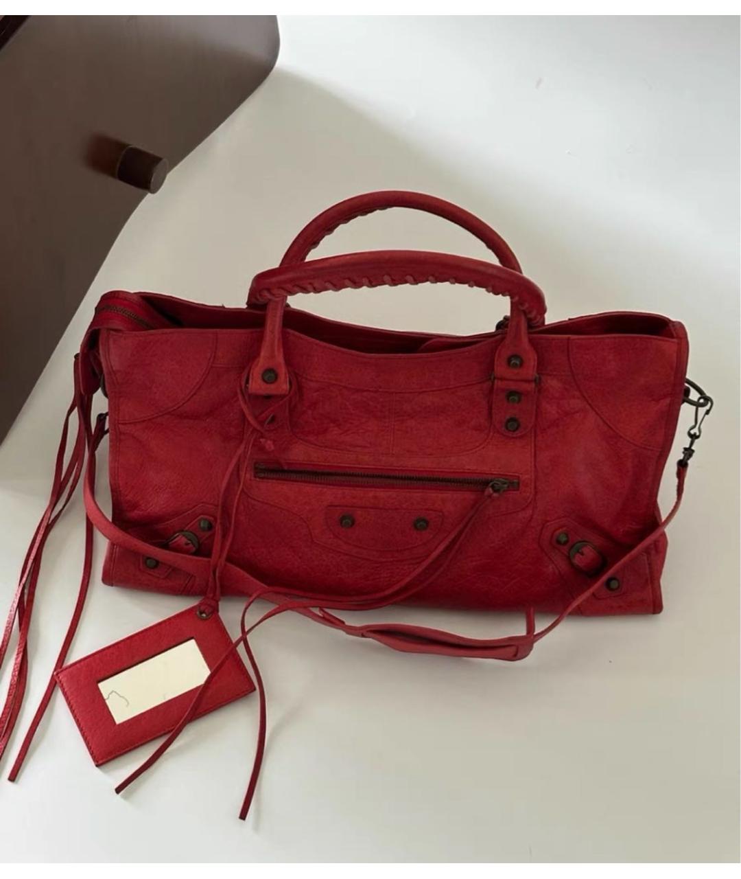 BALENCIAGA Красная кожаная сумка через плечо, фото 2