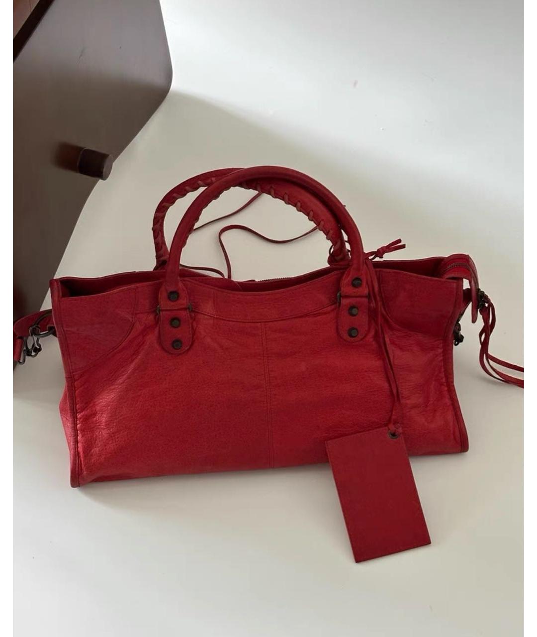 BALENCIAGA Красная кожаная сумка через плечо, фото 3