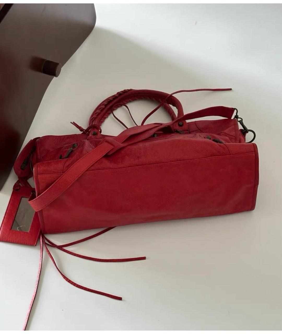 BALENCIAGA Красная кожаная сумка через плечо, фото 4