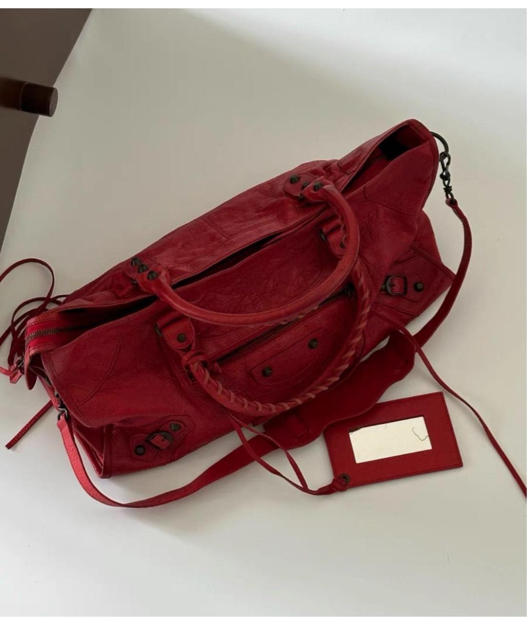BALENCIAGA Красная кожаная сумка через плечо, фото 5