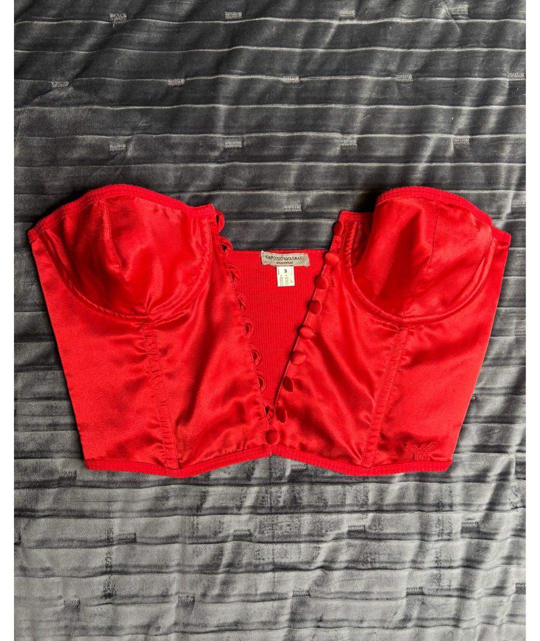 EMPORIO ARMANI Красный хлопковый корсет, фото 5