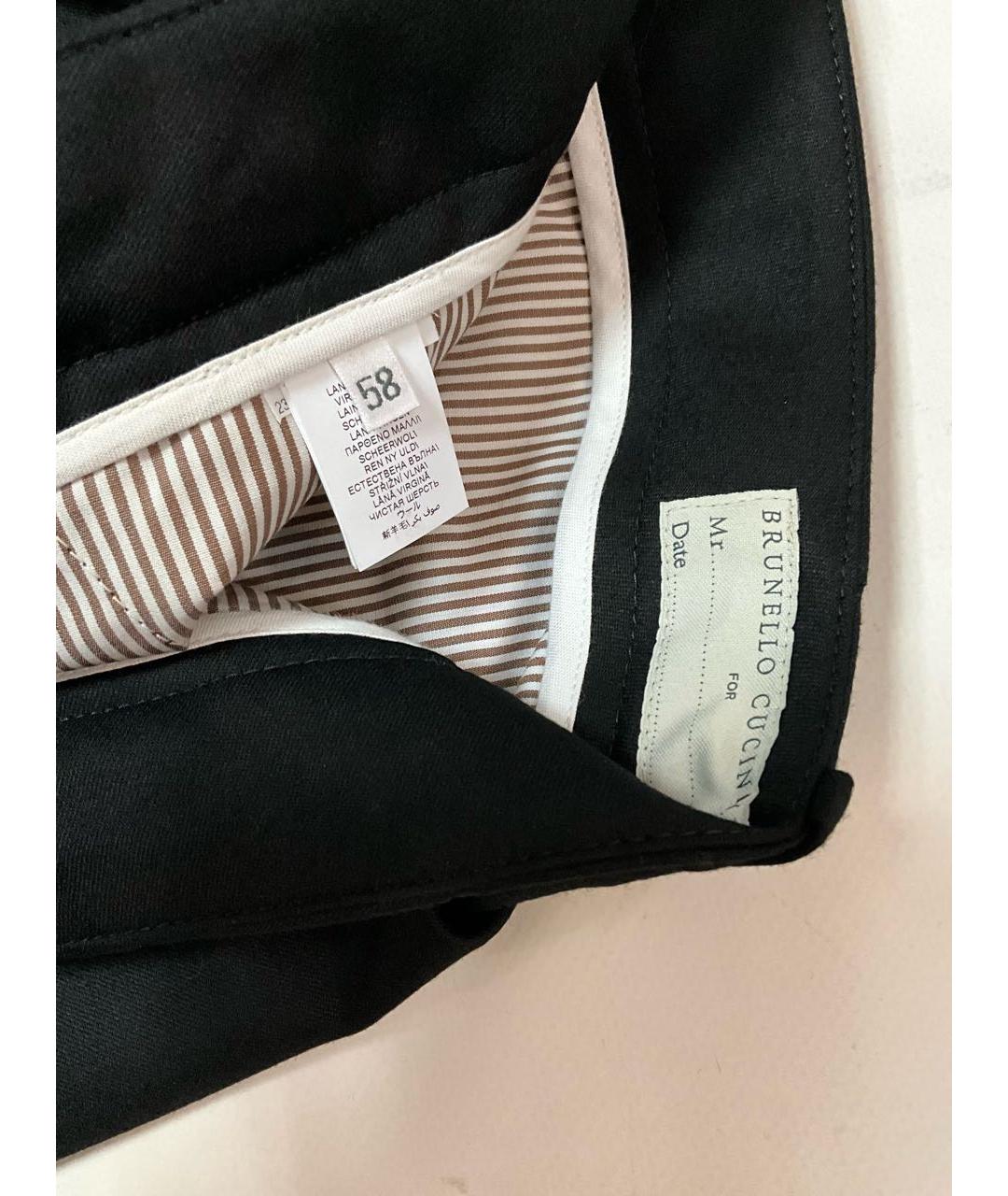 BRUNELLO CUCINELLI Черные шерстяные повседневные брюки, фото 6