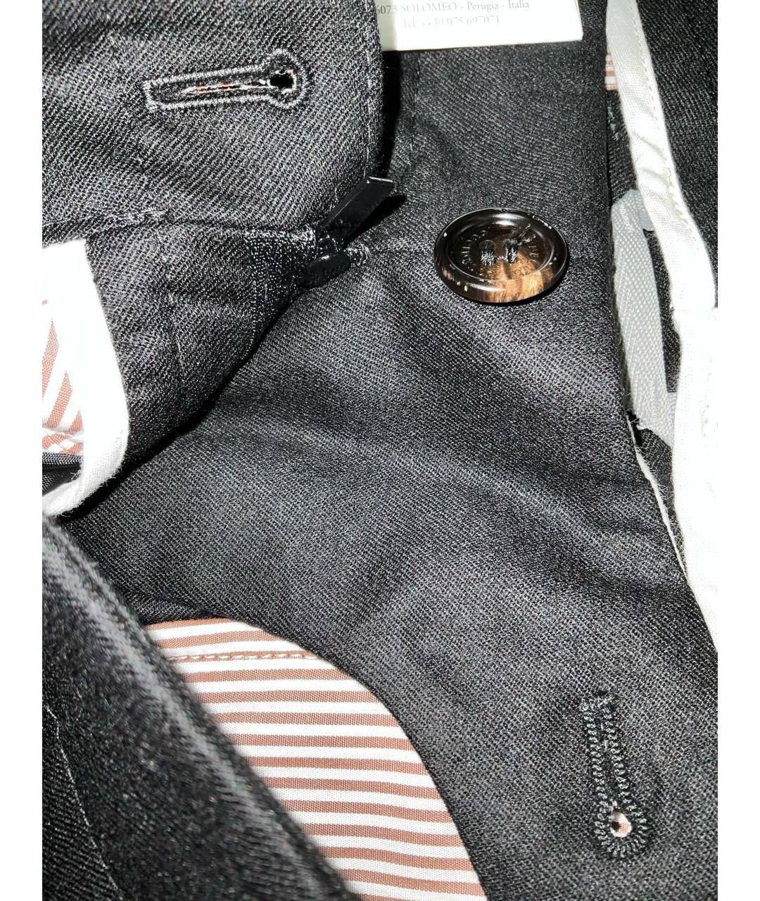 BRUNELLO CUCINELLI Черные шерстяные повседневные брюки, фото 3