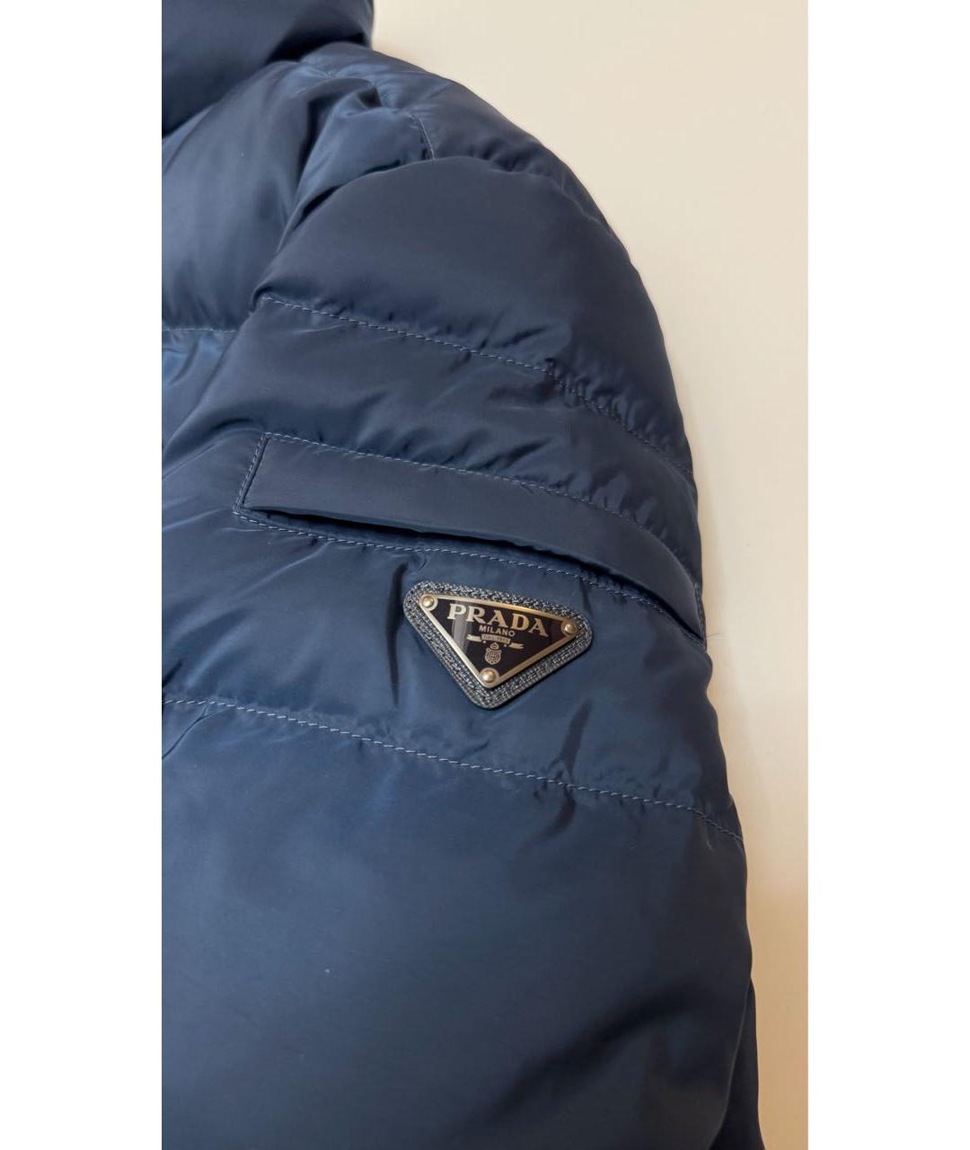 PRADA Темно-синий полиэстеровый пуховик, фото 4