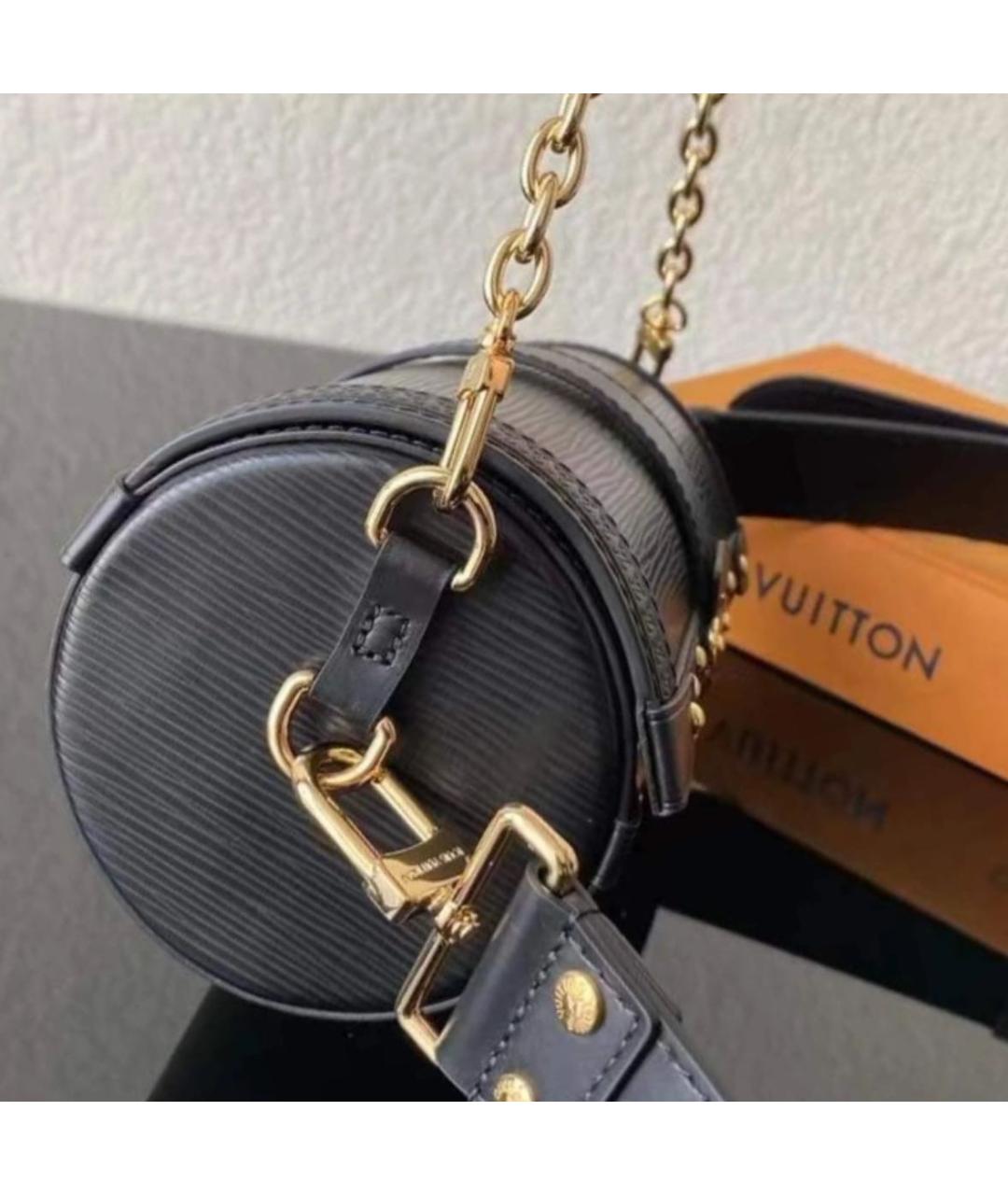 LOUIS VUITTON Черная кожаная сумка через плечо, фото 3