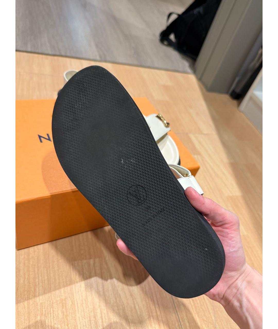 LOUIS VUITTON Белые кожаные босоножки, фото 7