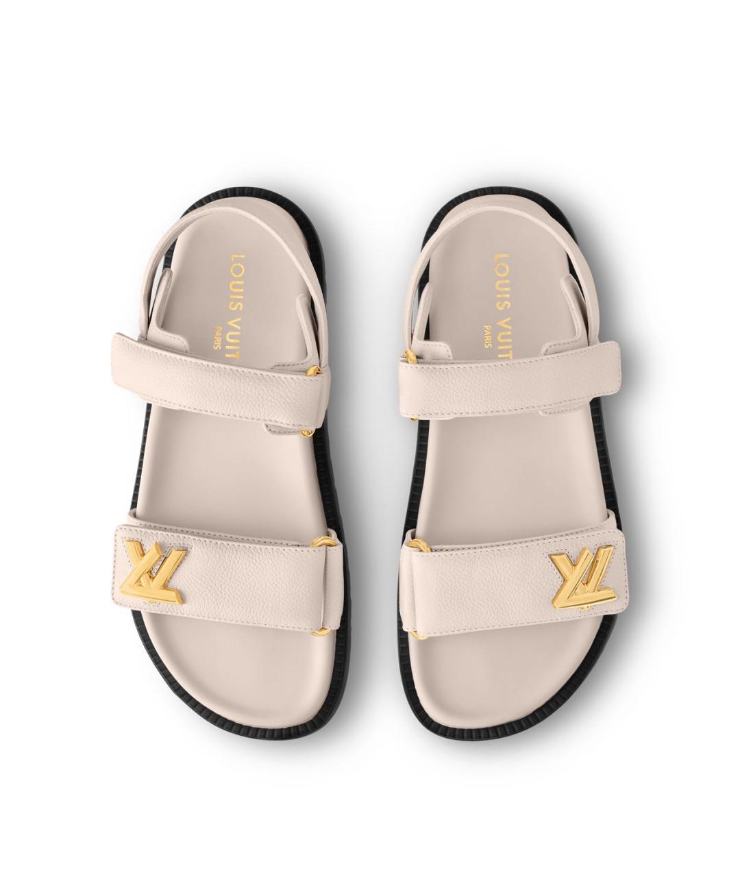 LOUIS VUITTON Белые кожаные босоножки, фото 2