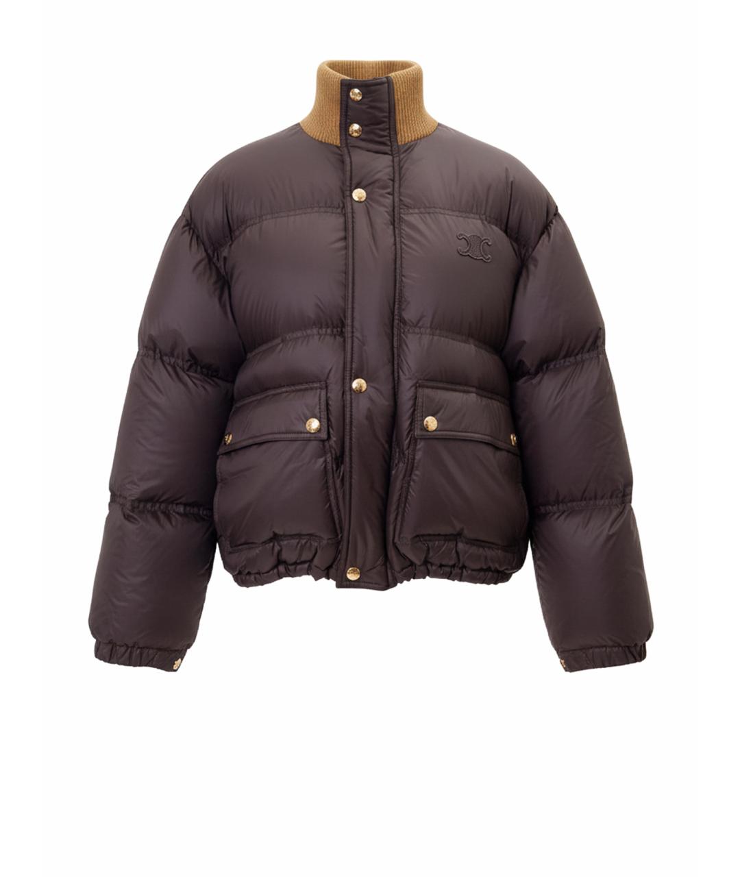 CELINE Коричневый полиамидовый пуховик, фото 1