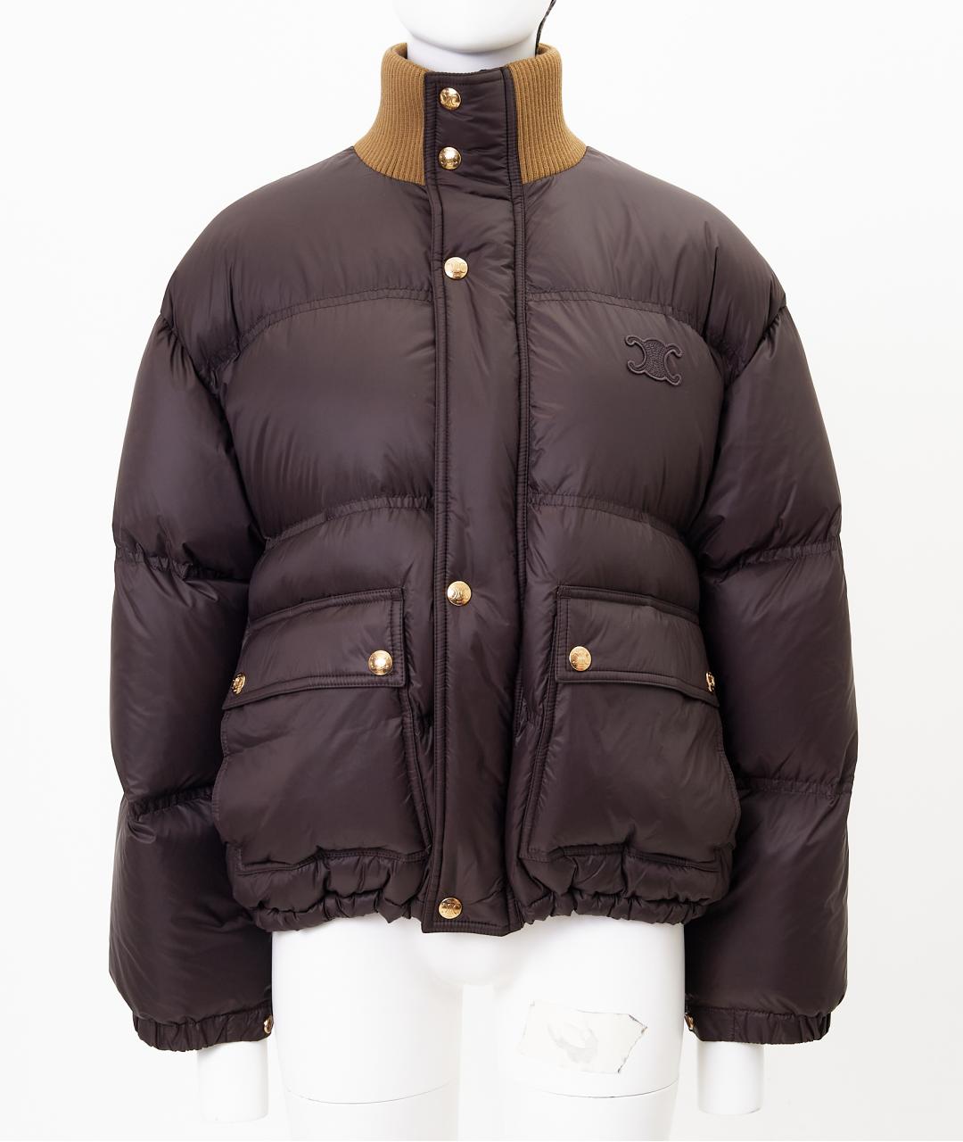 CELINE Коричневый полиамидовый пуховик, фото 7