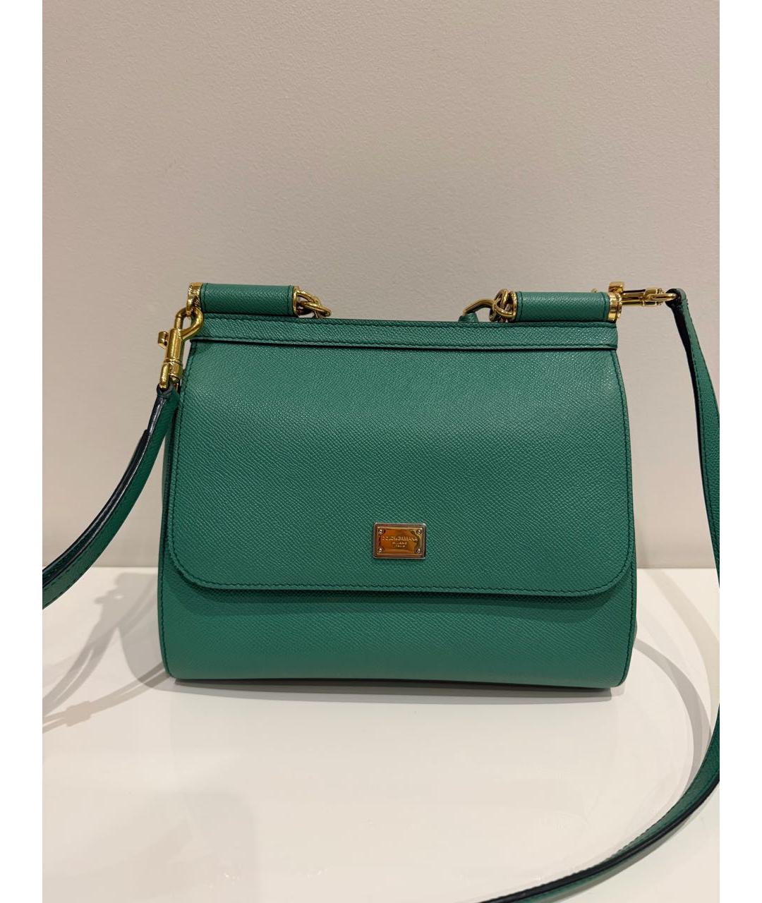 DOLCE&GABBANA Зеленая кожаная сумка с короткими ручками, фото 9
