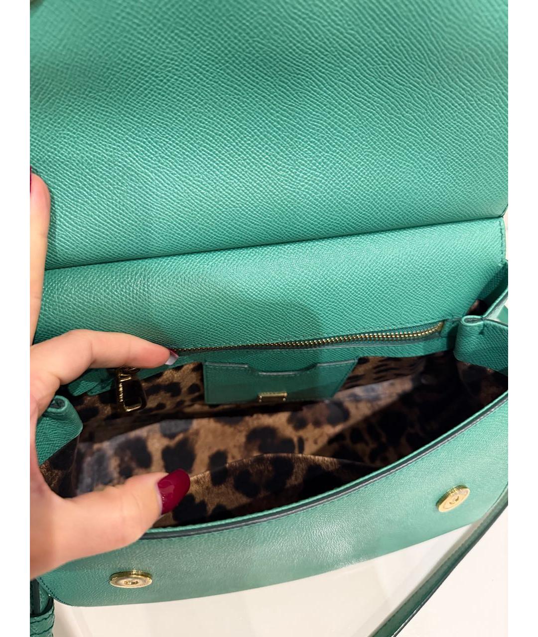 DOLCE&GABBANA Зеленая кожаная сумка с короткими ручками, фото 8