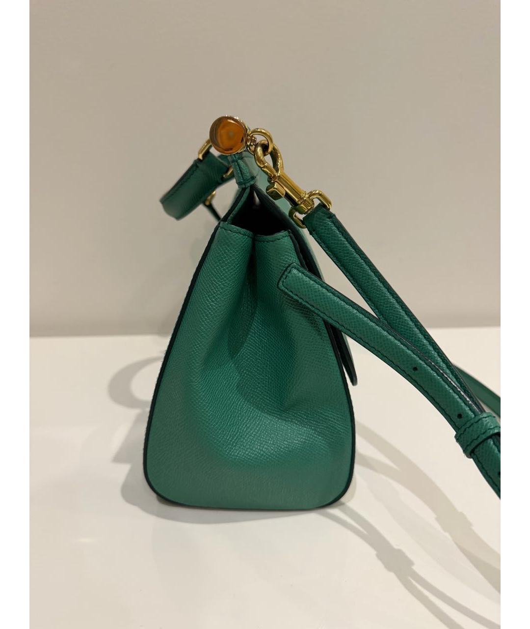 DOLCE&GABBANA Зеленая кожаная сумка с короткими ручками, фото 4